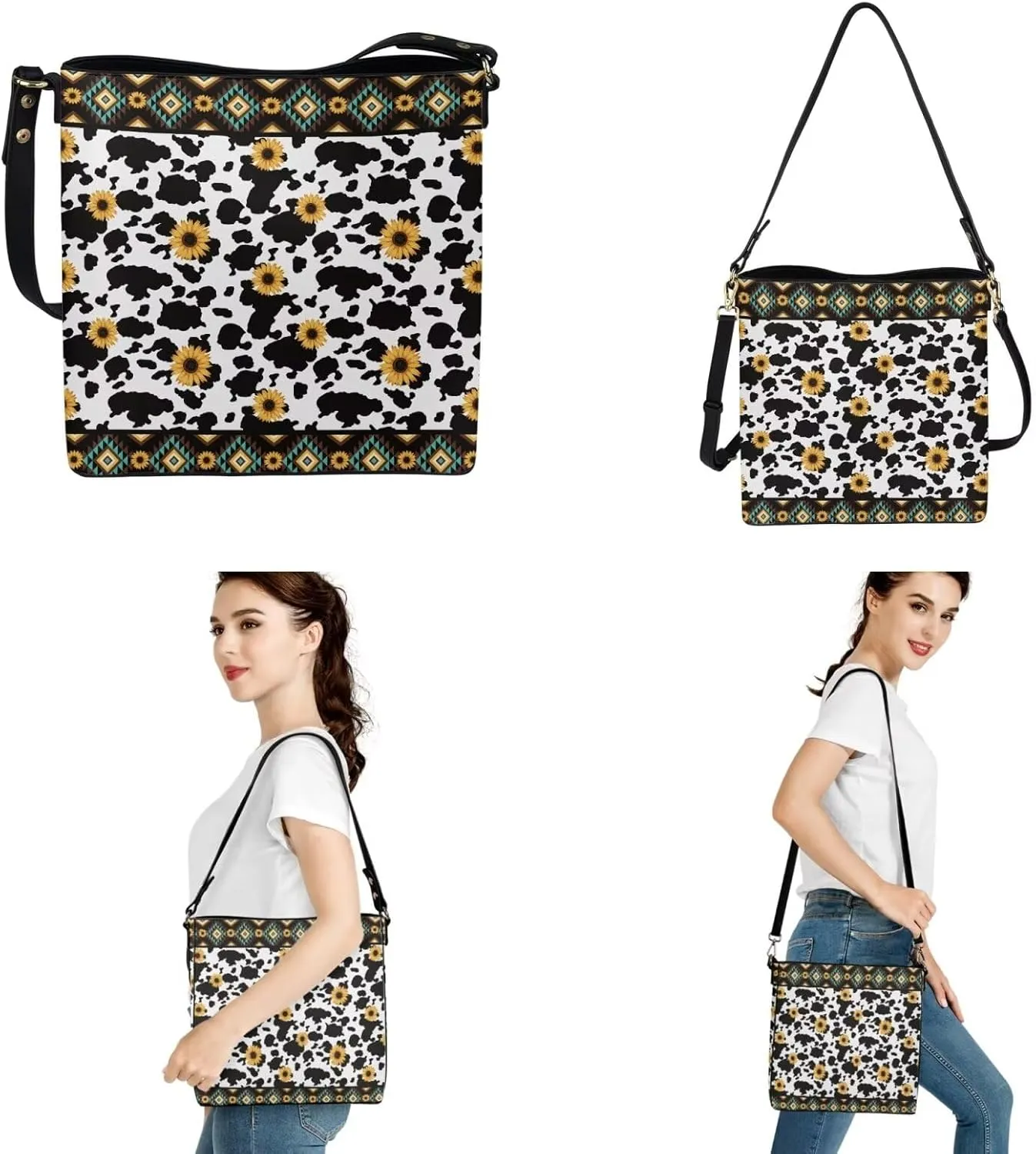 HUGS IDEA Women Handbags PU LeatherBucket Bag Big Capacity Tote Handbag Hobo Crossbody Bucket Purse