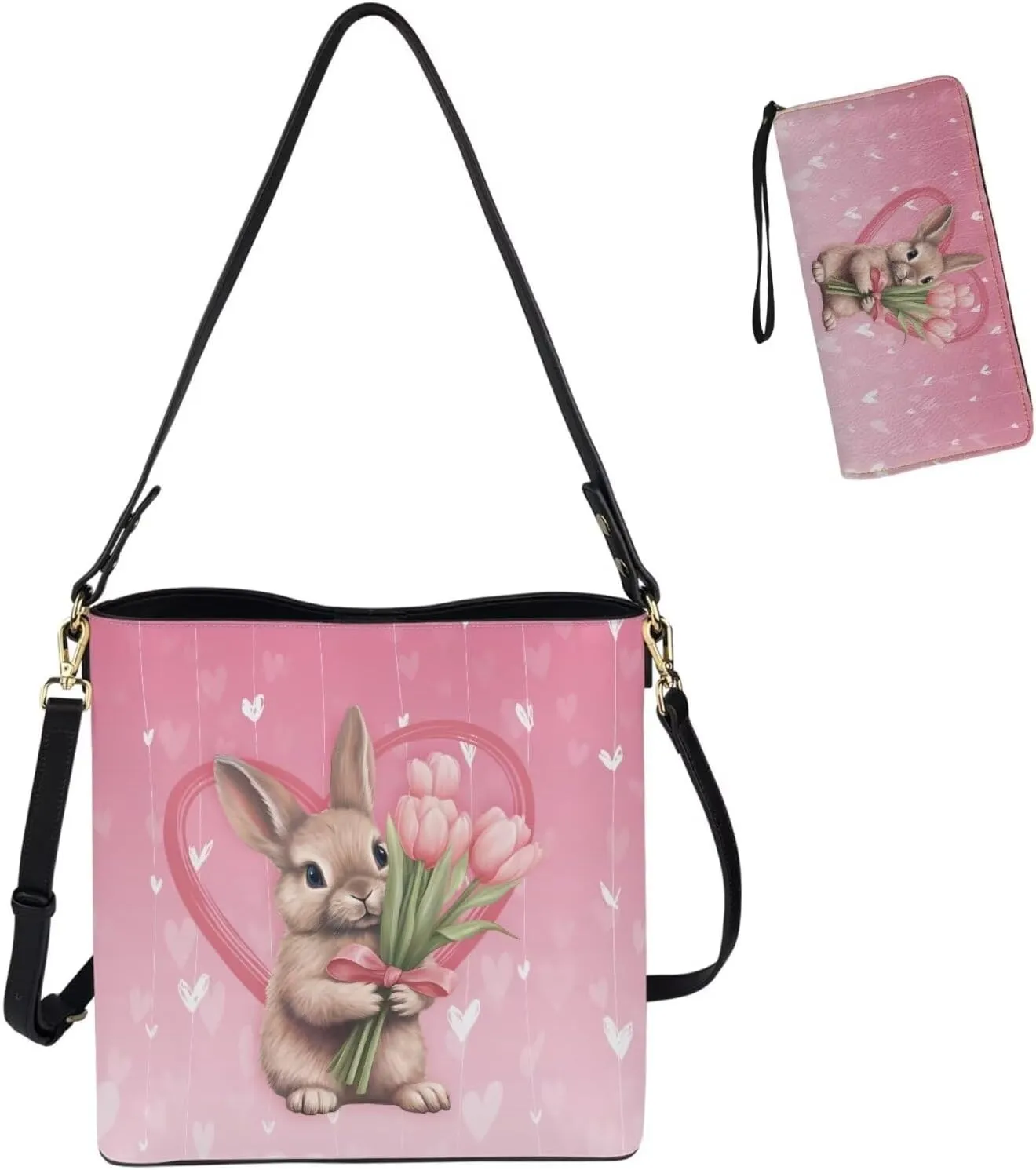 HUGS IDEA Women Handbags PU LeatherBucket Bag Big Capacity Tote Handbag Hobo Crossbody Bucket Purse