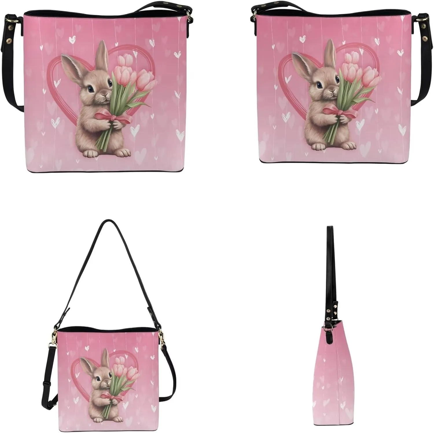 HUGS IDEA Women Handbags PU LeatherBucket Bag Big Capacity Tote Handbag Hobo Crossbody Bucket Purse