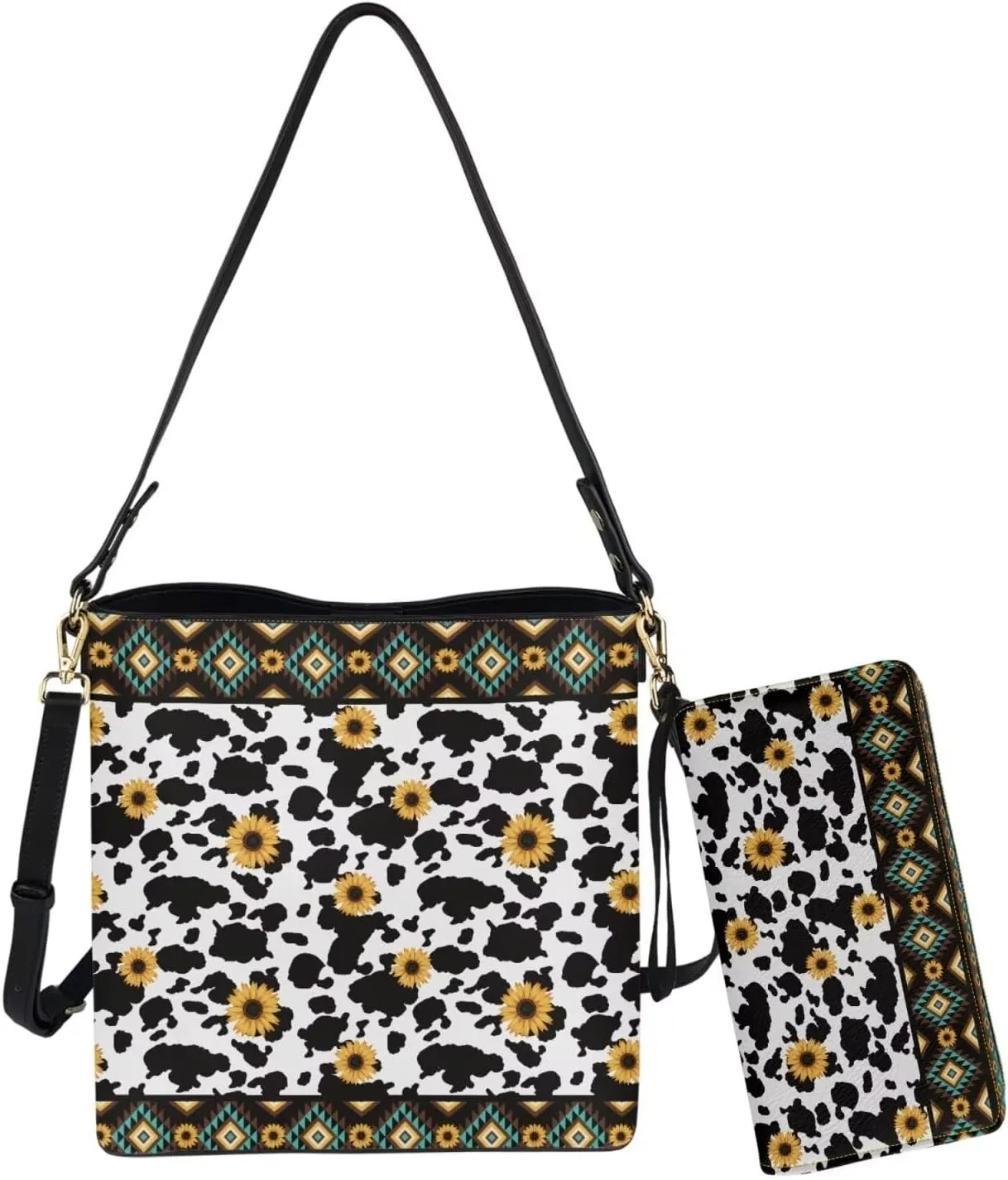 HUGS IDEA Women Handbags PU LeatherBucket Bag Big Capacity Tote Handbag Hobo Crossbody Bucket Purse