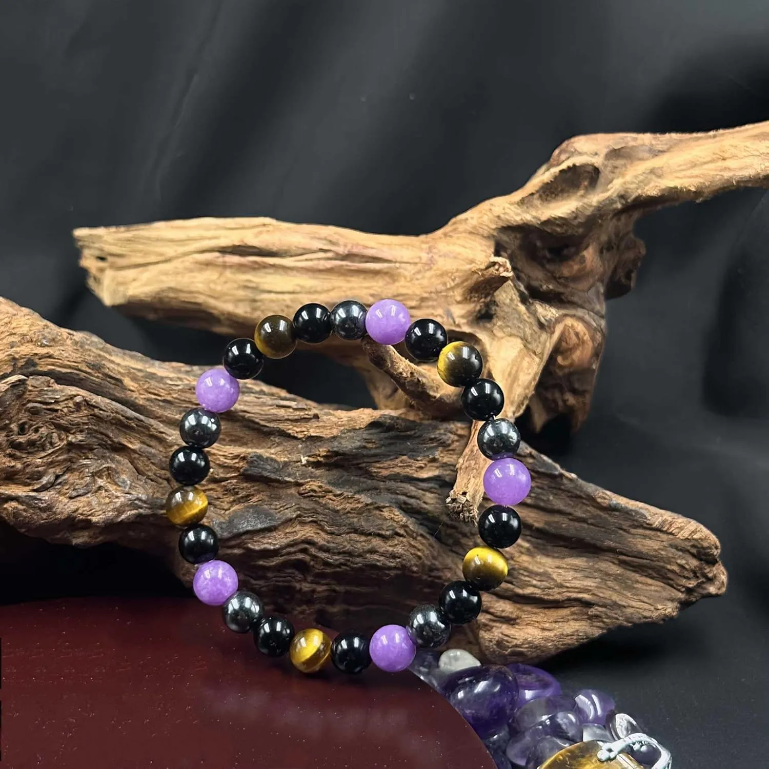 HZDK Healing Crystal Bracelet Genuine Stone Bracelet Protection Anxiety Bracelet 7 Chakra Bracelet Malachite Aquamarine Citrine 8MM Beads Get Well Soon Bracelet Natural Stone Healing Bracelet