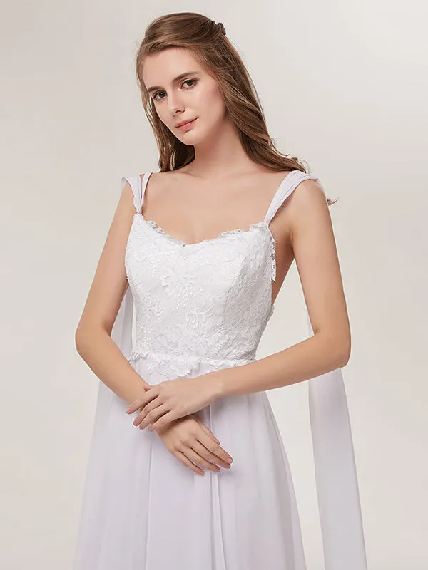 Illusion Backless Spaghetti straps Wedding Dresses