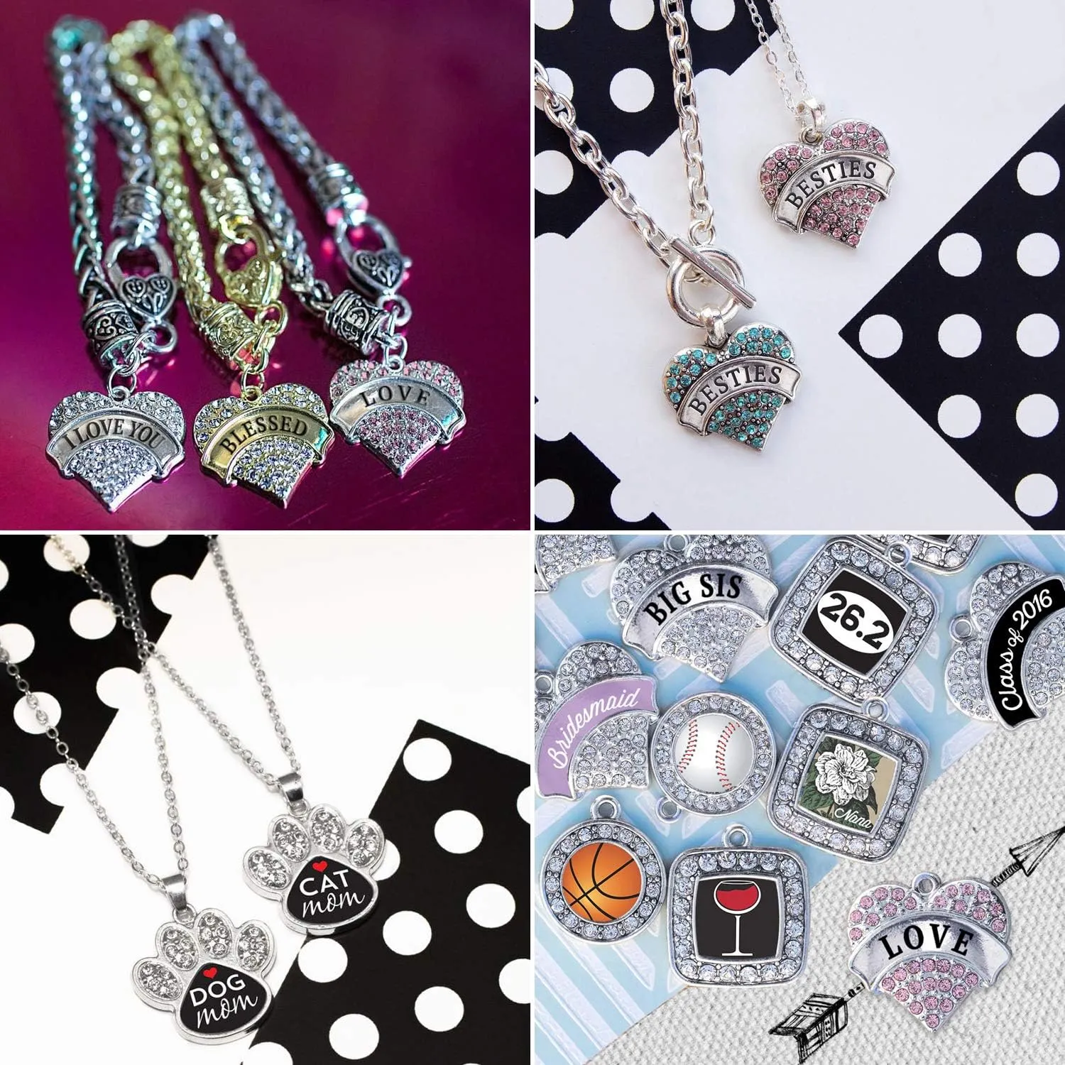Inspired Silver - Silver Customized Charm French Hook Drop Earrings with Cubic Zirconia Jewelry
