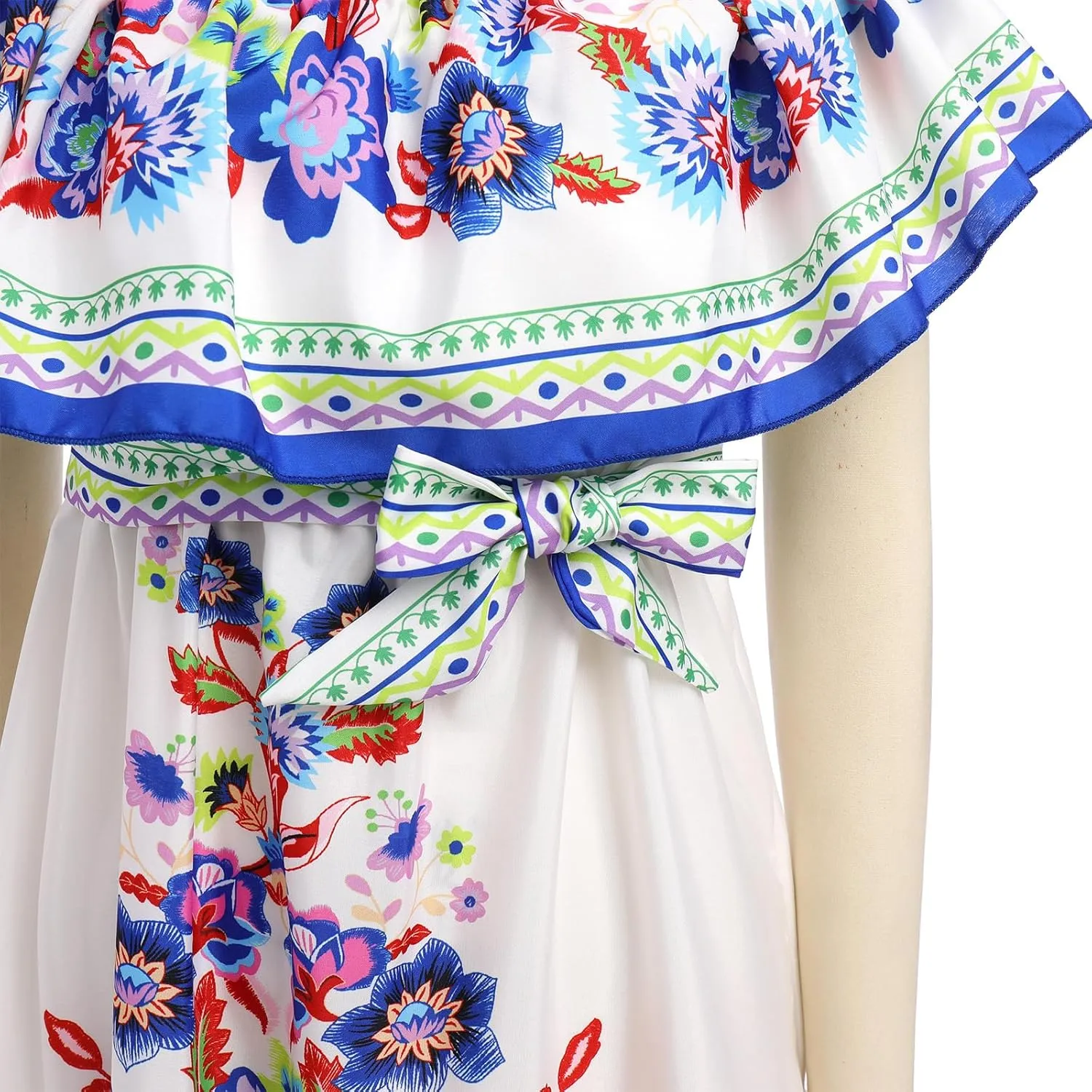 IWEMEK Women's Yellow Mexican Floral Off Shoulder Maxi Dress - Plus Size - Summer Casual - Off-Shoulder, Embroidered Floral