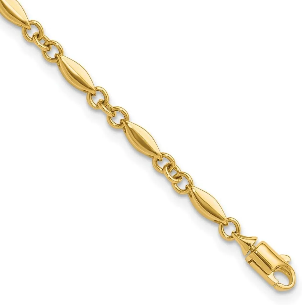 JewelryWeb 10k Solid Yellow Gold Polished Fancy Link Bracelet 7.25 Inch-Link-Bracelet for Women