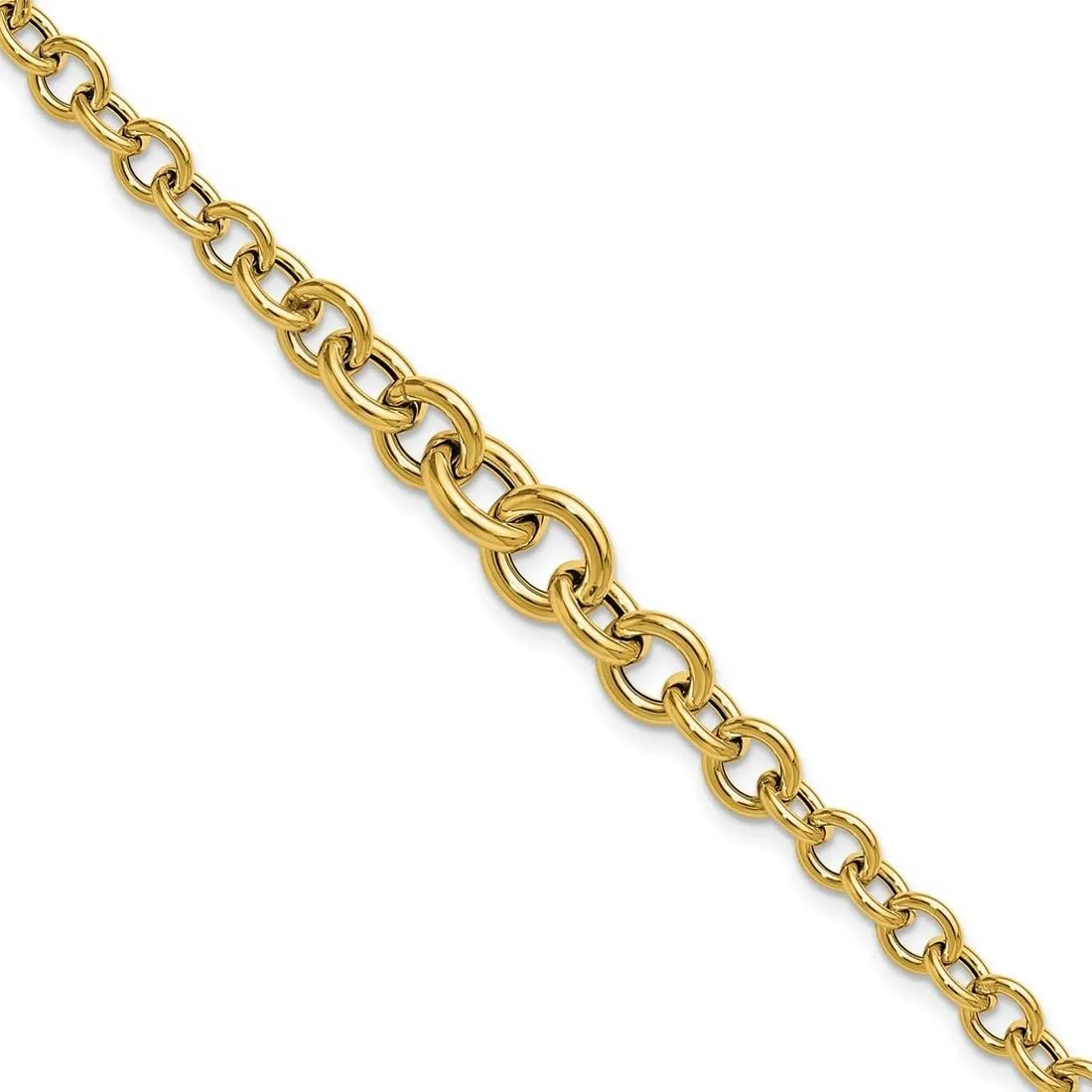 JewelryWeb 14k Solid Yellow Gold Polished Fancy Graduated Circle Link Bracelet 7.5 Inch-Link-Bracelet for Women