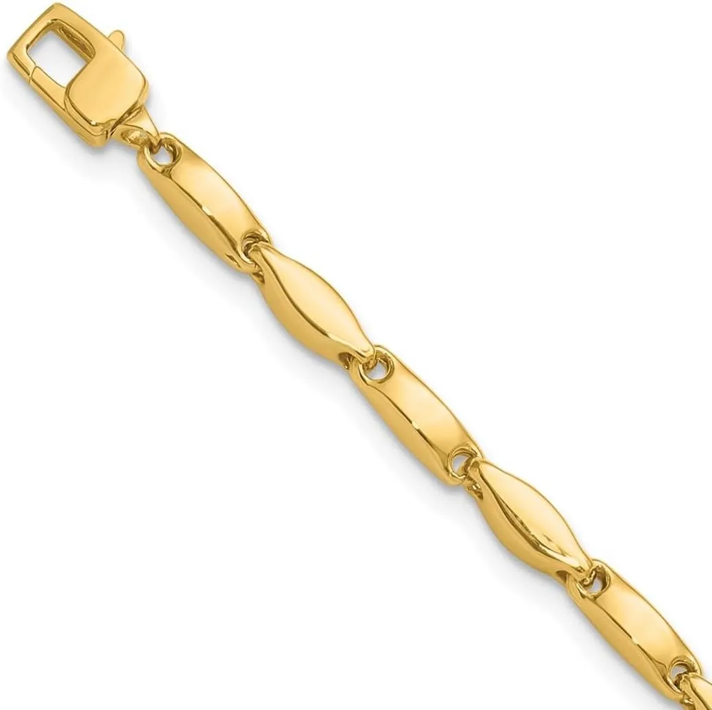 JewelryWeb 14k Solid Yellow Gold Polished Fancy Link Bracelet 7.5 Inch-Link-Bracelet for Women