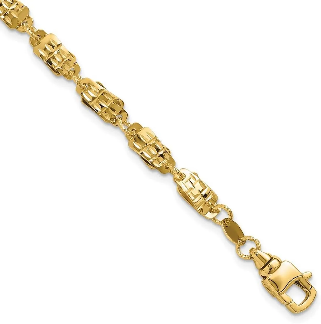 JewelryWeb 14k Solid Yellow Gold Polished Fancy Link Bracelet 7.5 Inch-Link-Bracelet for Women