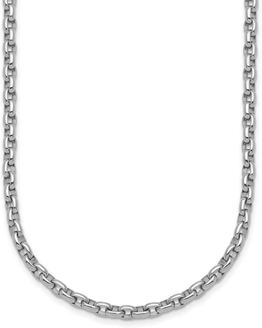 JewelryWeb 14k White Gold 3.5mm Solid Oval Link 8 In Bracelet-Link-Bracelet for Women