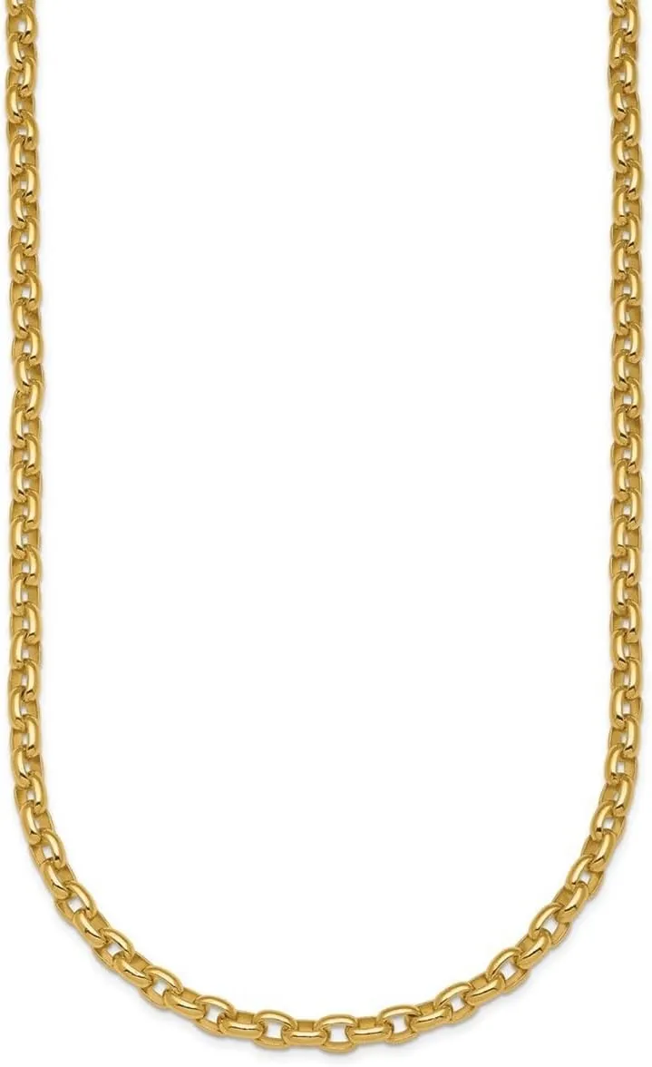 JewelryWeb 14k Yellow Gold 3.5mm Solid Oval Link Bracelet 8 Inch-Link-Bracelet for Women