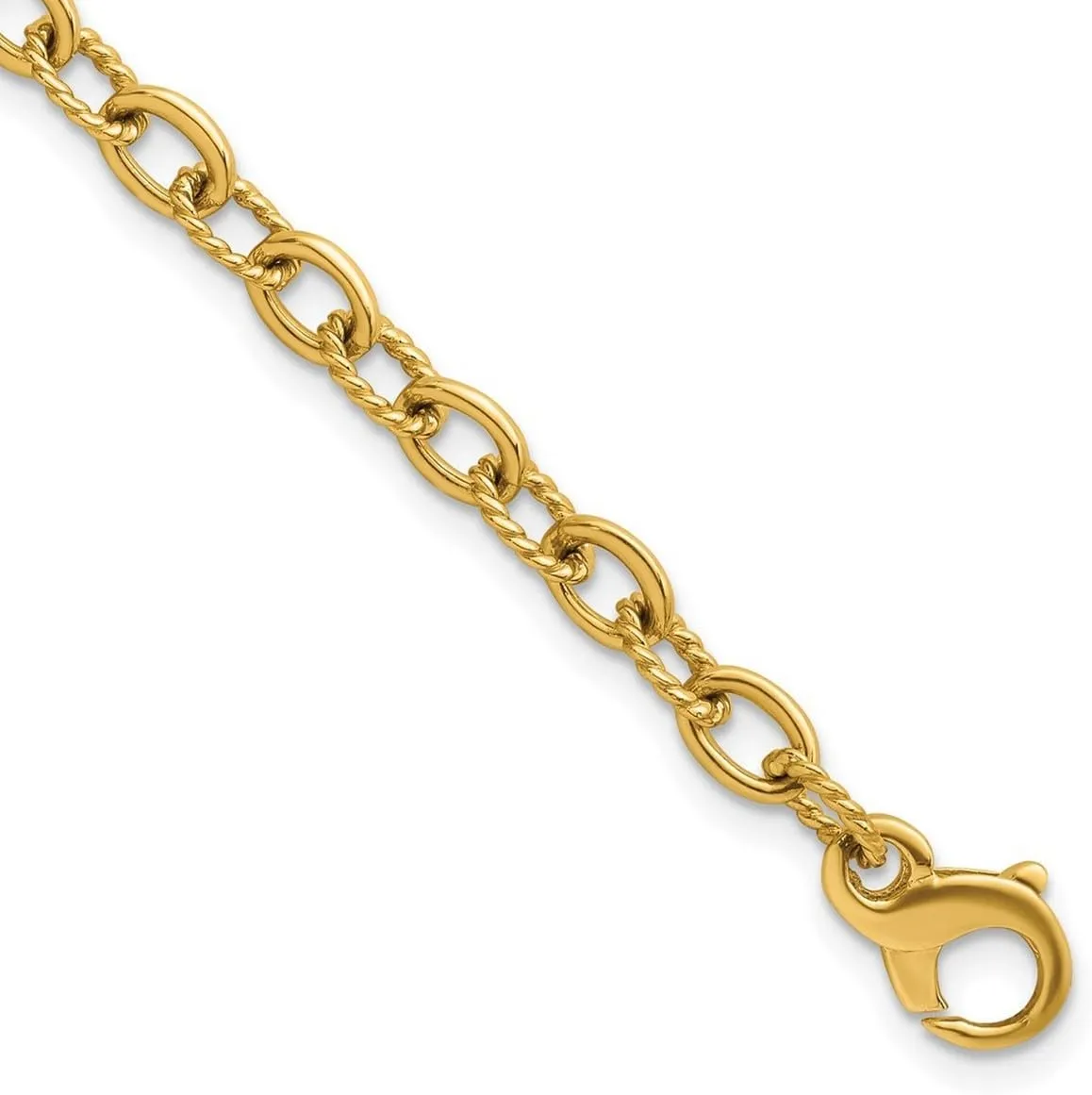 JewelryWeb 14k Yellow Gold 6.5mm Solid Oval Link Bracelet 7.5 Inch-Link-Bracelet for Women