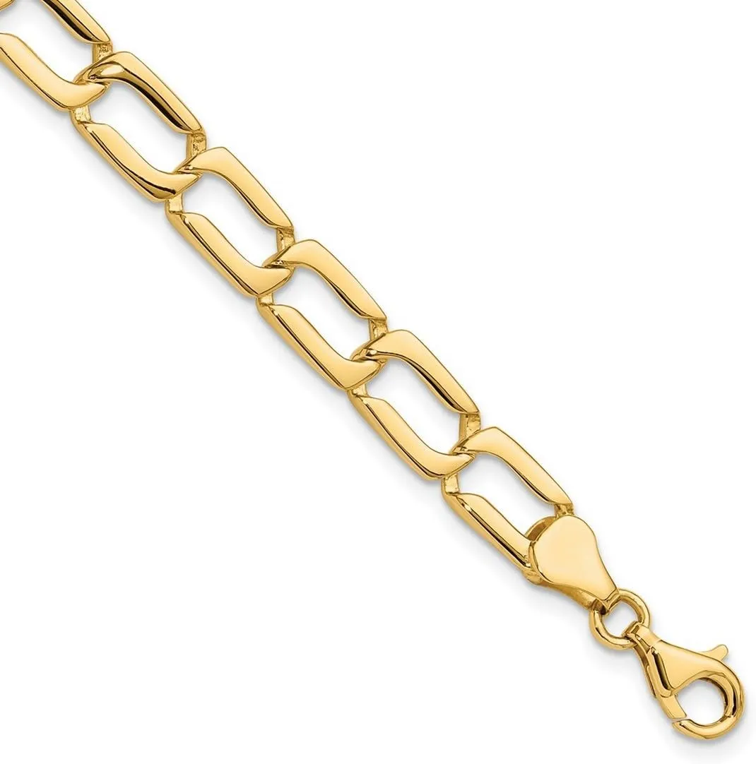 JewelryWeb 14kt Yellow Gold Solid Fancy Lobster Closure Polished Link Bracelet 8.5 Inch 9mm Wide-Link-Bracelet for Women