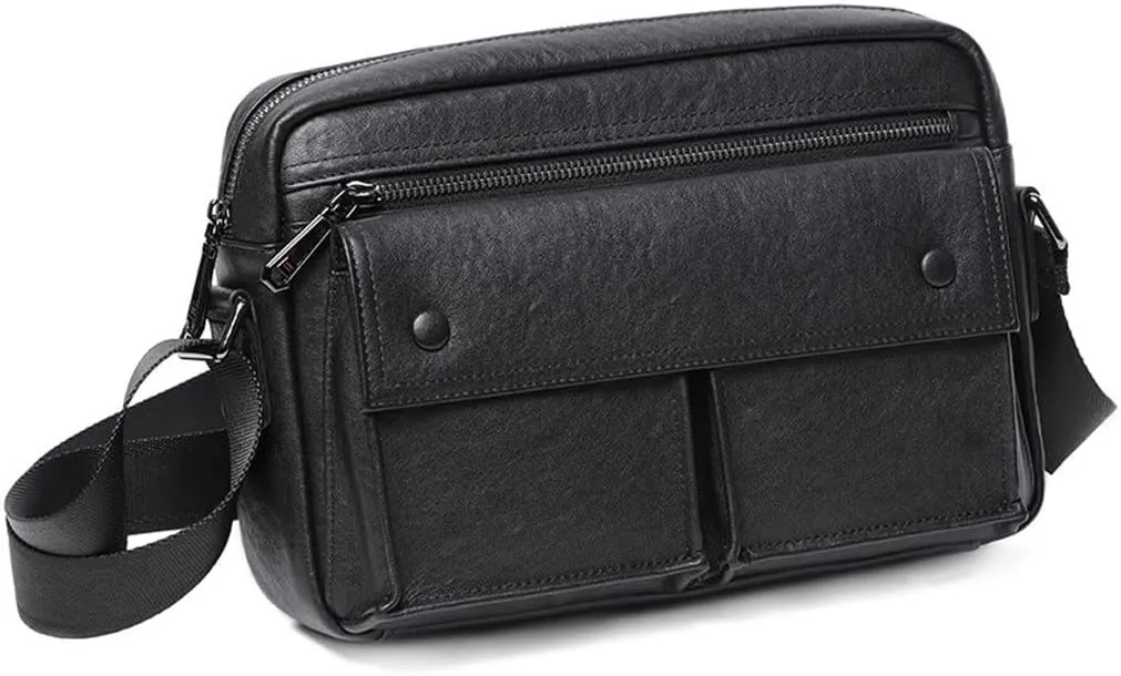 JSEIAJB Trendy men's crossbody bag genuine leather men's bag casual top layer cowhide