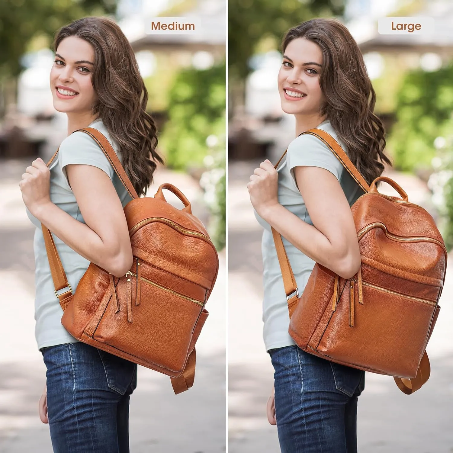 Kattee Genuine Leather Backpack Purse for Women Multi-functional Elegant Daypack Soft Leather Shoulder Bag Shopping Trip, Large, Black