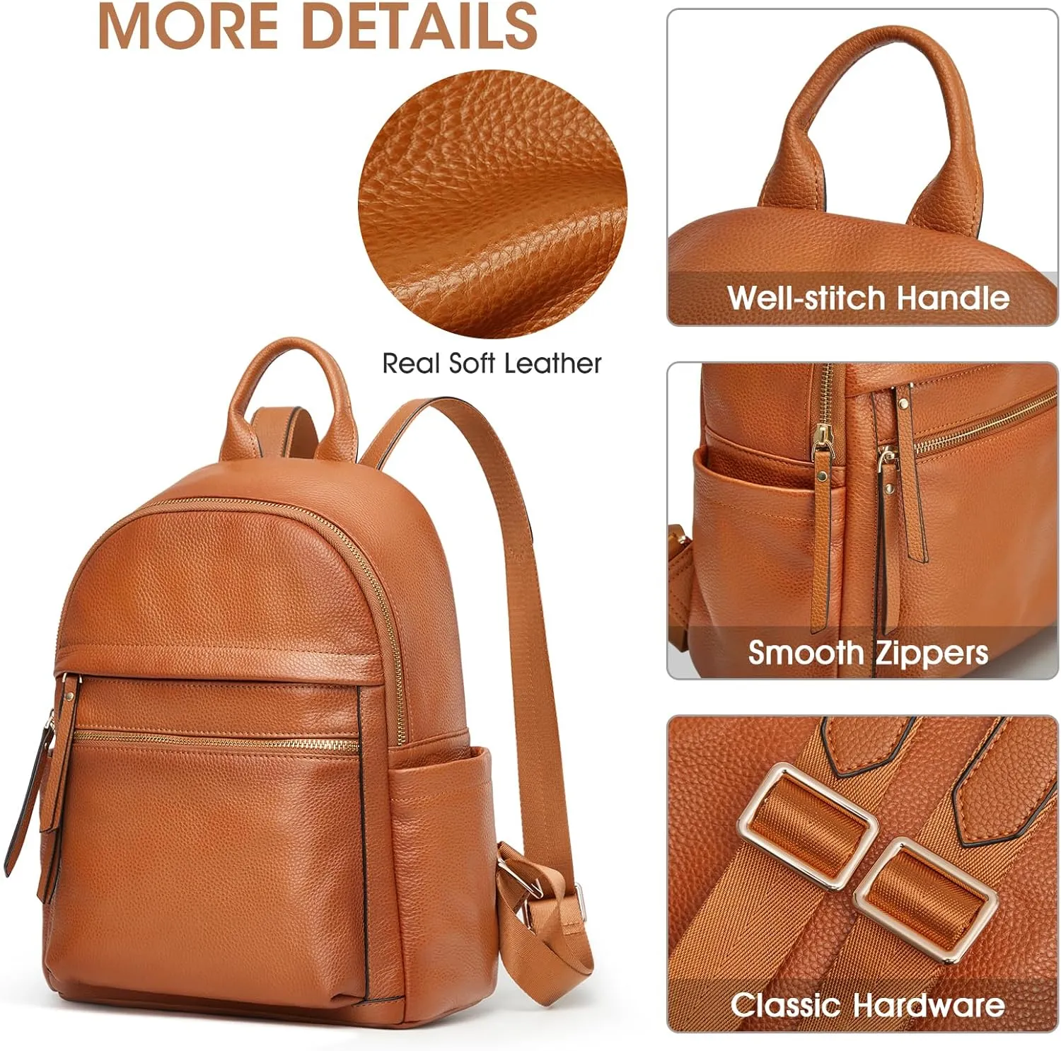 Kattee Genuine Leather Backpack Purse for Women Multi-functional Elegant Daypack Soft Leather Shoulder Bag Shopping Trip, Large, Black
