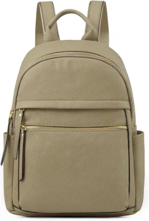 Kattee Genuine Leather Backpack Purse for Women Multi-functional Elegant Daypack Soft Leather Shoulder Bag Shopping Trip, Medium, Light Green