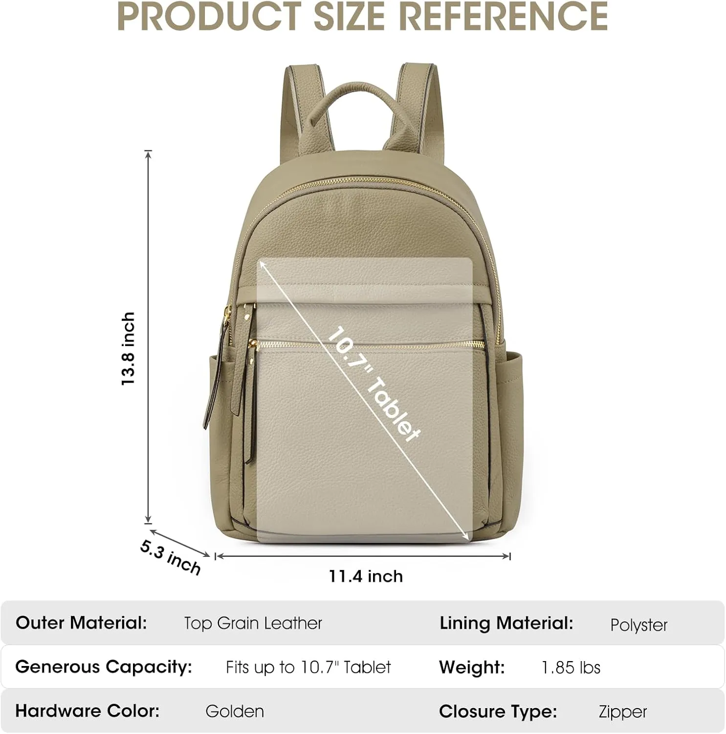 Kattee Genuine Leather Backpack Purse for Women Multi-functional Elegant Daypack Soft Leather Shoulder Bag Shopping Trip, Medium, Light Green