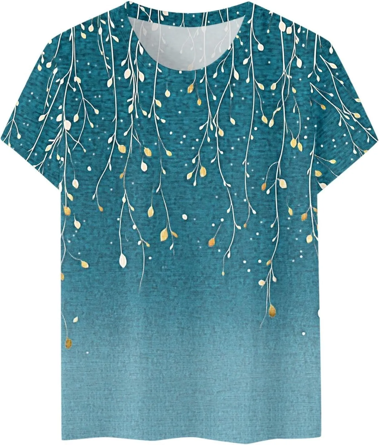 Ladie's 2025 Trendy Floral Print Round Neck T-Shirt for Summer Women Casual Loose Fit Boho Top Outfits