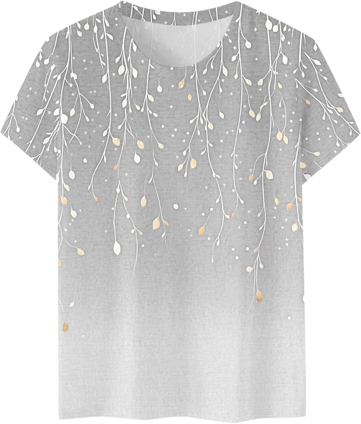 Ladie's 2025 Trendy Floral Print Round Neck T-Shirt for Summer Women Casual Loose Fit Boho Top Outfits