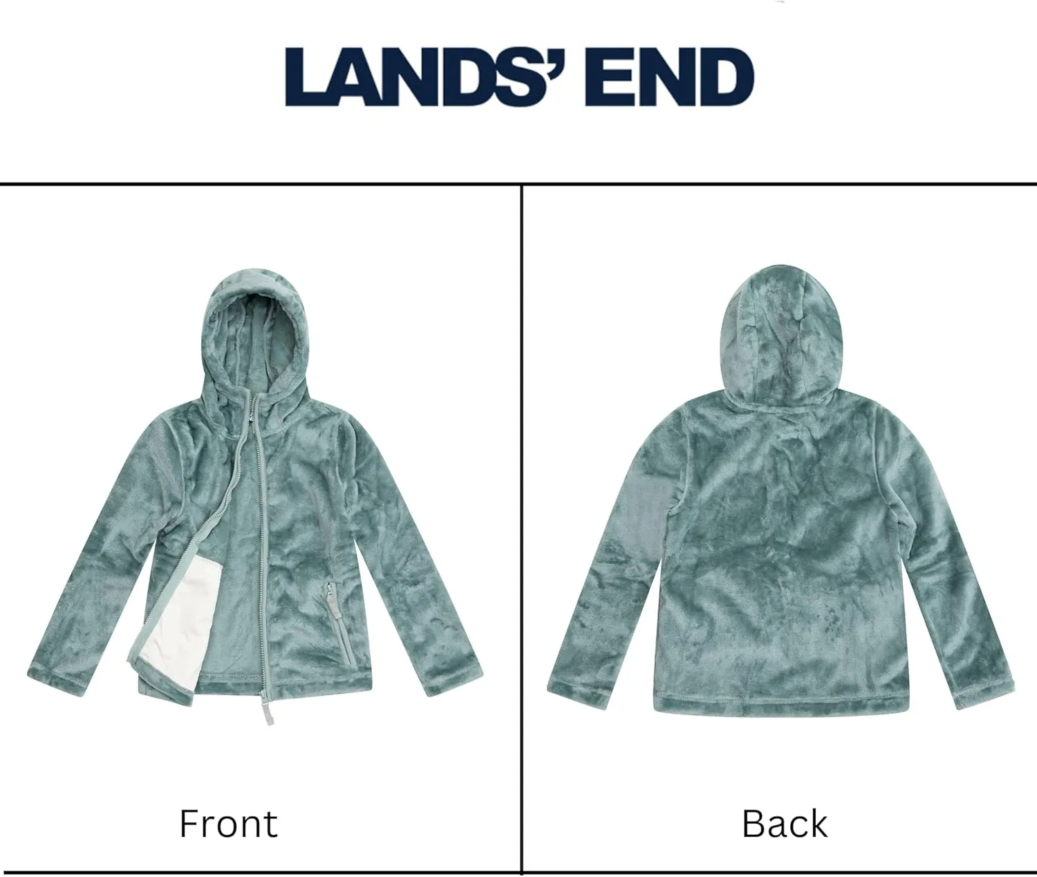 Lands' End Girls Softest Fleece Full Zip Hoodie Sweatshirt (XS-L)