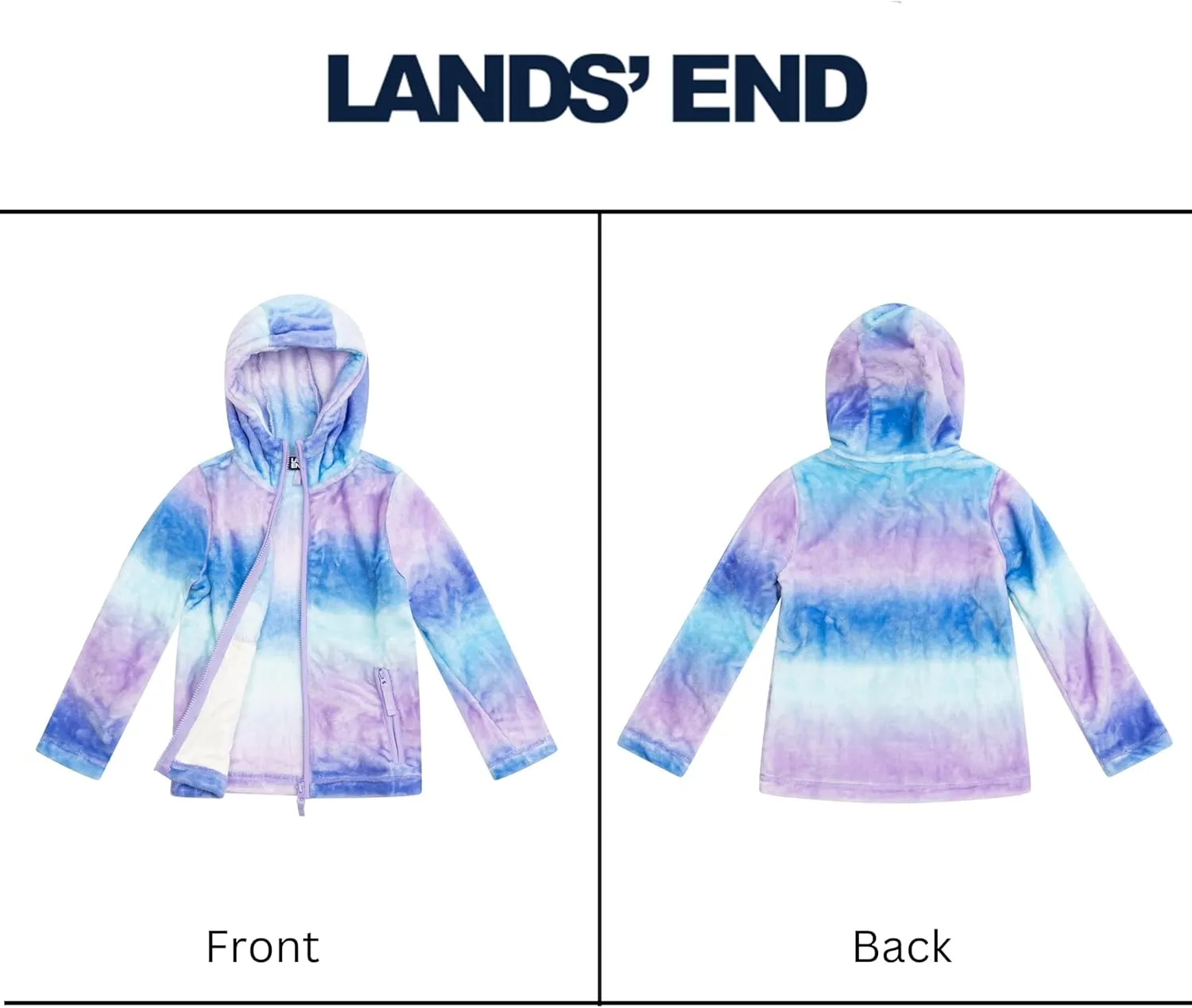 Lands' End Girls Softest Fleece Full Zip Hoodie Sweatshirt (XS-L)