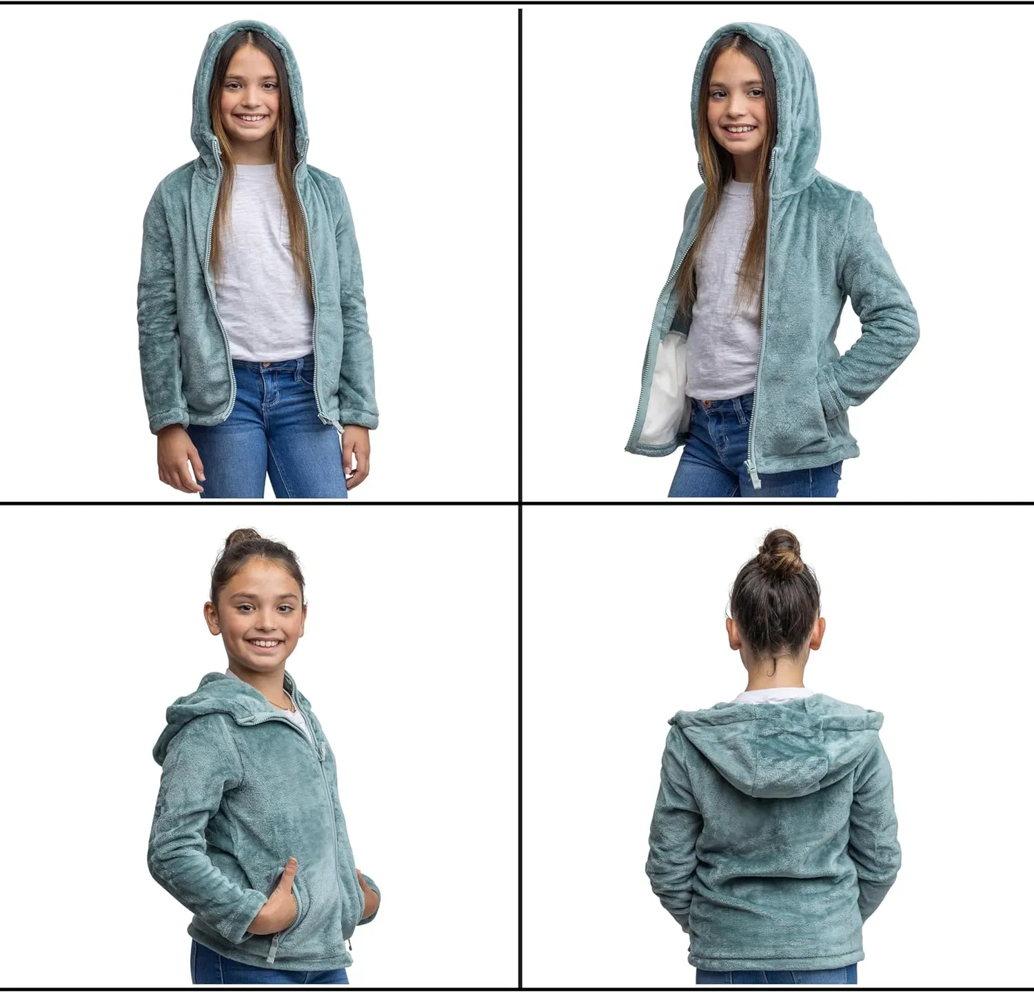 Lands' End Girls Softest Fleece Full Zip Hoodie Sweatshirt (XS-L)