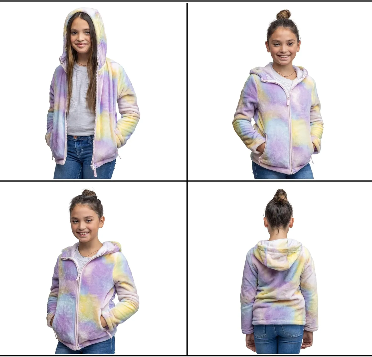 Lands' End Girls Softest Fleece Full Zip Hoodie Sweatshirt (XS-L)
