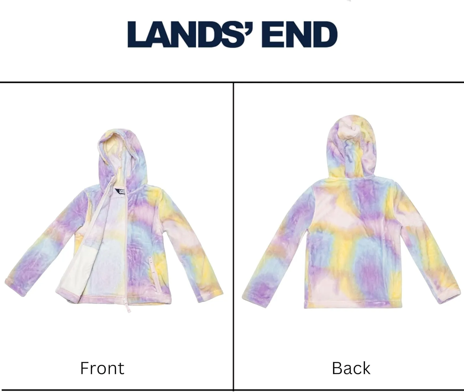 Lands' End Girls Softest Fleece Full Zip Hoodie Sweatshirt (XS-L)