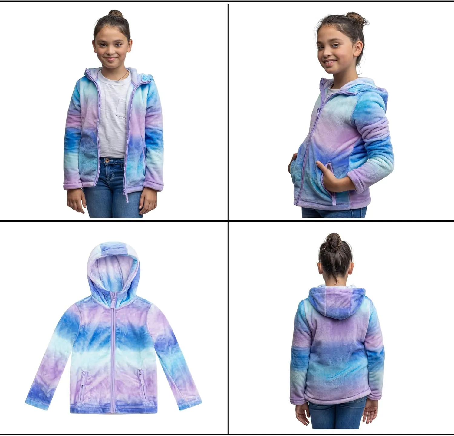 Lands' End Girls Softest Fleece Full Zip Hoodie Sweatshirt (XS-L)