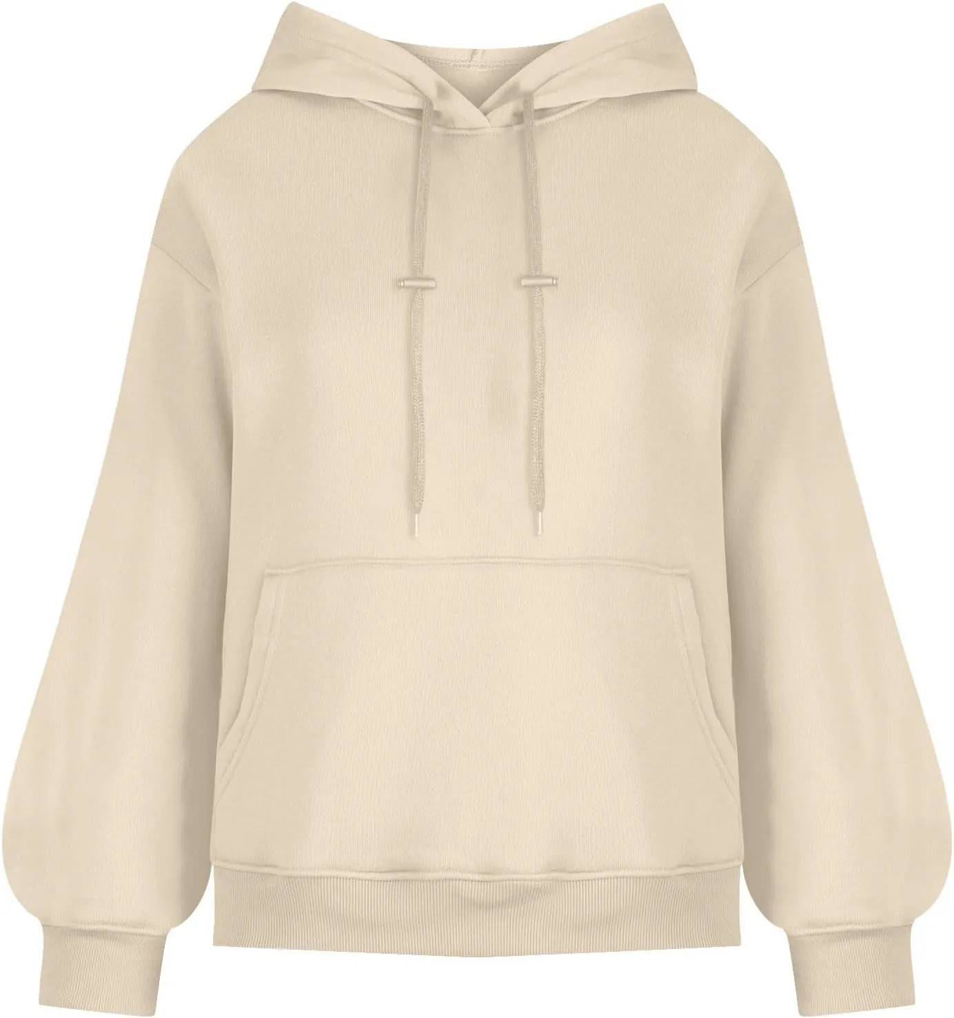 Lantern Sleeve Hoodies for Women Fashion Oversized Plus Size Casual Hoodie Solid Drawstring Sweatshirts with Pocket