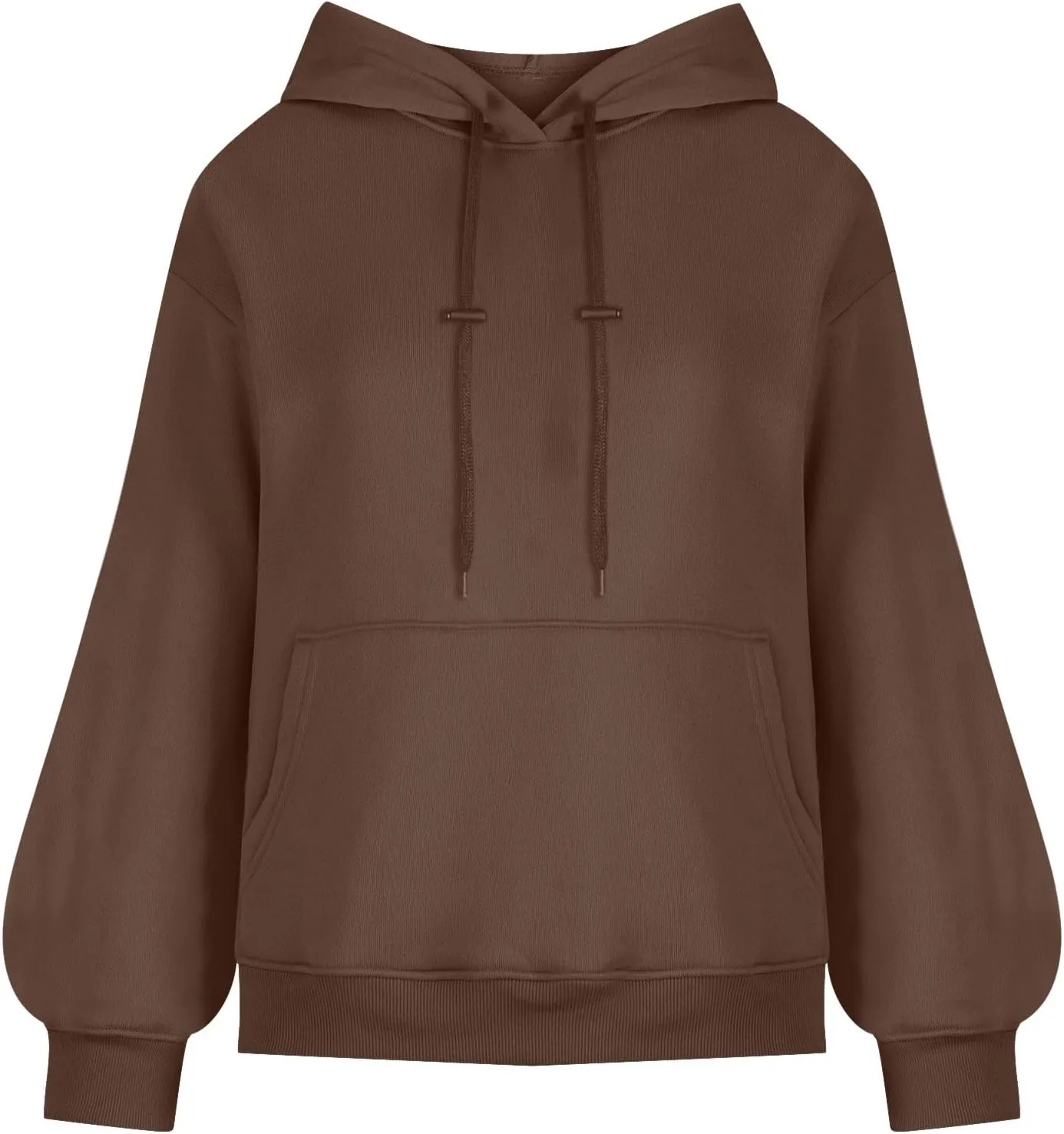 Lantern Sleeve Hoodies for Women Fashion Oversized Plus Size Casual Hoodie Solid Drawstring Sweatshirts with Pocket