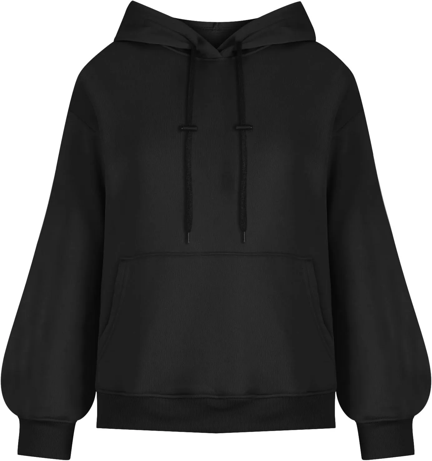 Lantern Sleeve Hoodies for Women Fashion Oversized Plus Size Casual Hoodie Solid Drawstring Sweatshirts with Pocket