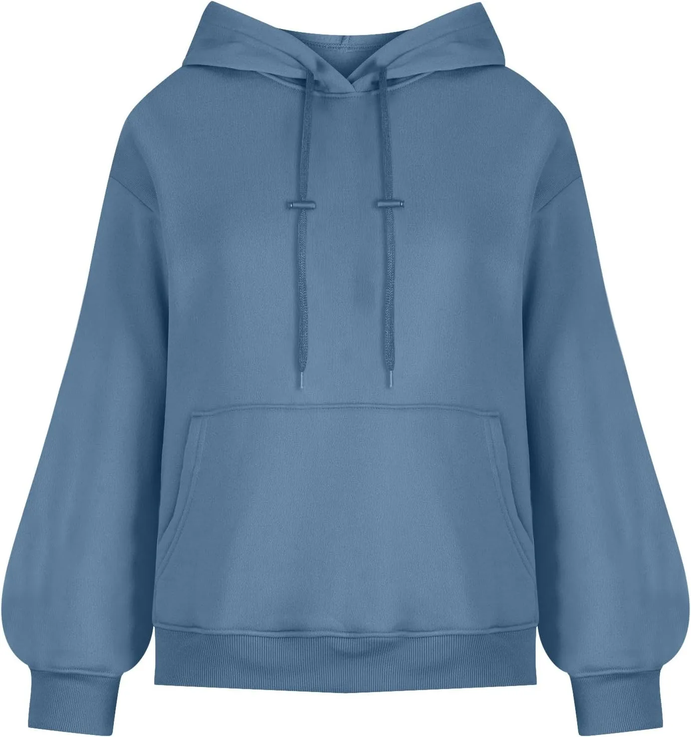 Lantern Sleeve Hoodies for Women Fashion Oversized Plus Size Casual Hoodie Solid Drawstring Sweatshirts with Pocket