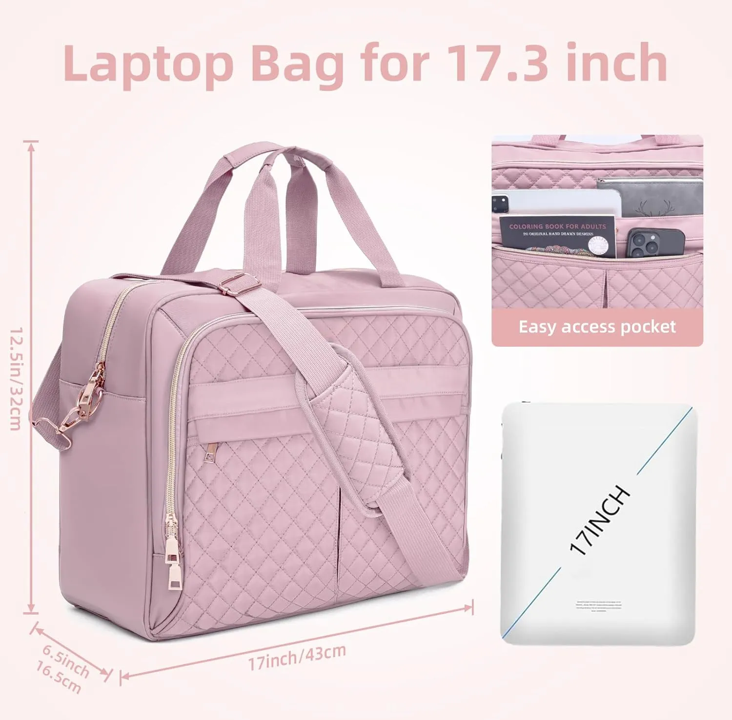 Laptop Bag for Women17 Inch, Briefcase for Women, Large Computer Bag Messenger Bag Work Office Business Travel