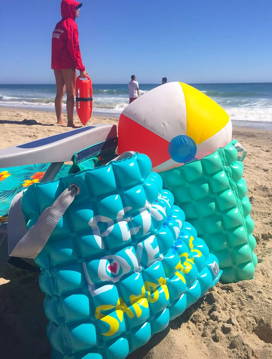 Large Beach Tote Bag for Women 16x14 Inch Foldable Travel Tote Bag Reversible - PVC Waterproof Beach Bags for Pool Shopping