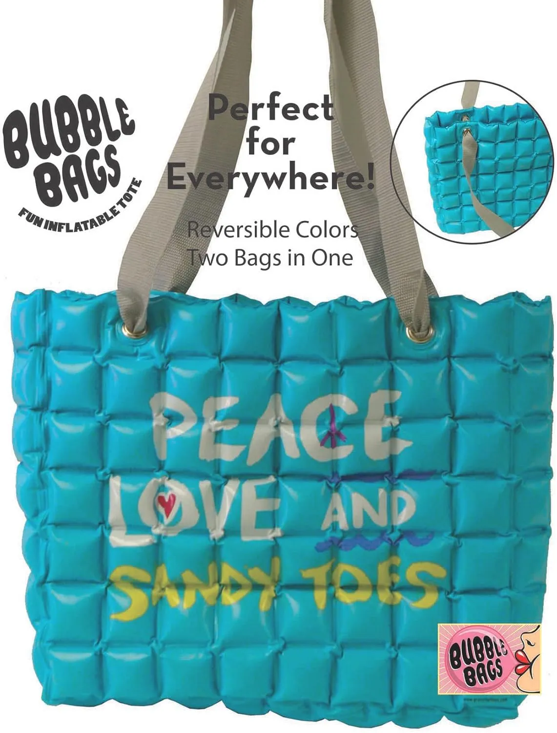 Large Beach Tote Bag for Women 16x14 Inch Foldable Travel Tote Bag Reversible - PVC Waterproof Beach Bags for Pool Shopping