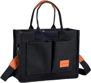Large Canvas Tote Bag for Women - Crossbody Purse Handbag Shoulder Totes Bags with Pockets Shoulder Satchel Work for Work