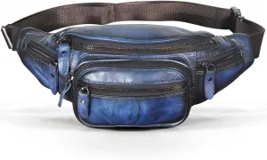 Leather Fanny Pack Waist Bag, Hiking Sling Bag Purse Multifunction Travel Pouch Multiple Pockets for Running and Cycling (Color : B)