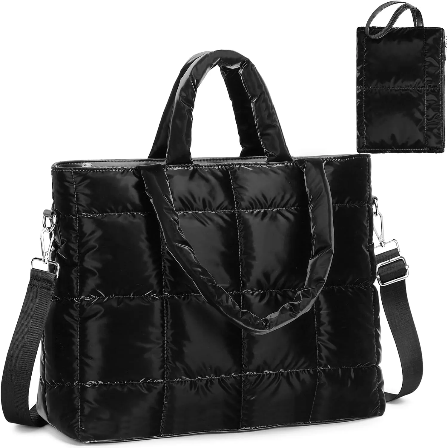 LEDAOU Tote Bag Women Teacher Purse Handbags Shoulder Crossbody Hobo Bags 2pcs with Coin Purse for Work Office School