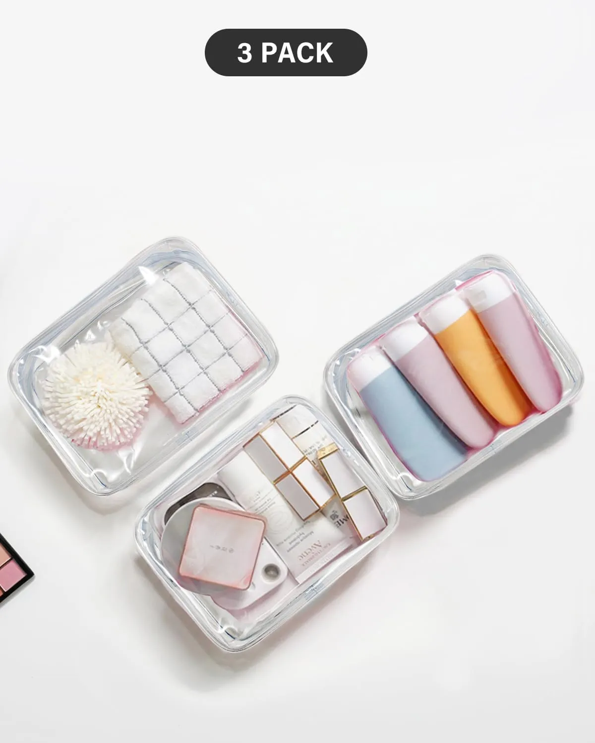 LETGO TSA Approved Toiletry Bag - Clear Makeup Bag Waterproof Quart Size Bag, Travel Makeup Cosmetic Bag for Women Travel Car Accessories Essentials for Men and Women (Clear-Clear)