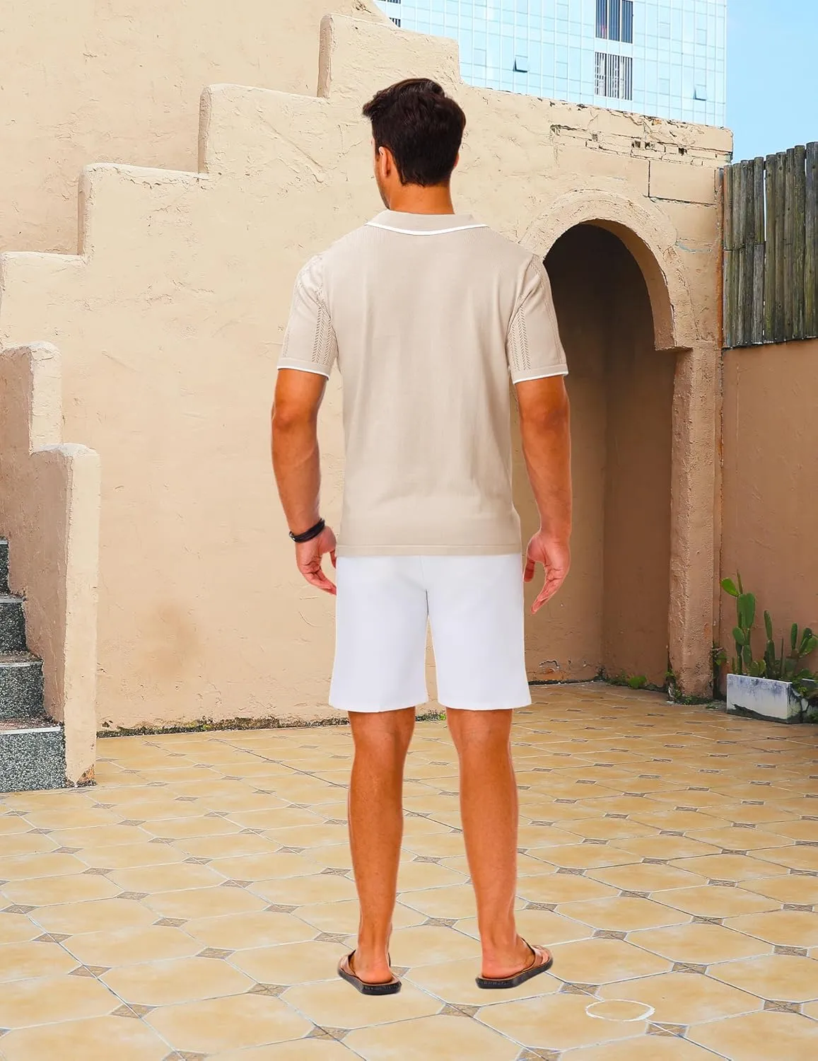 LETSEE Mens Short Sleeve Button Down Shirts Knit Polo Shirt Summer Beach Tops Resort Wear 2025