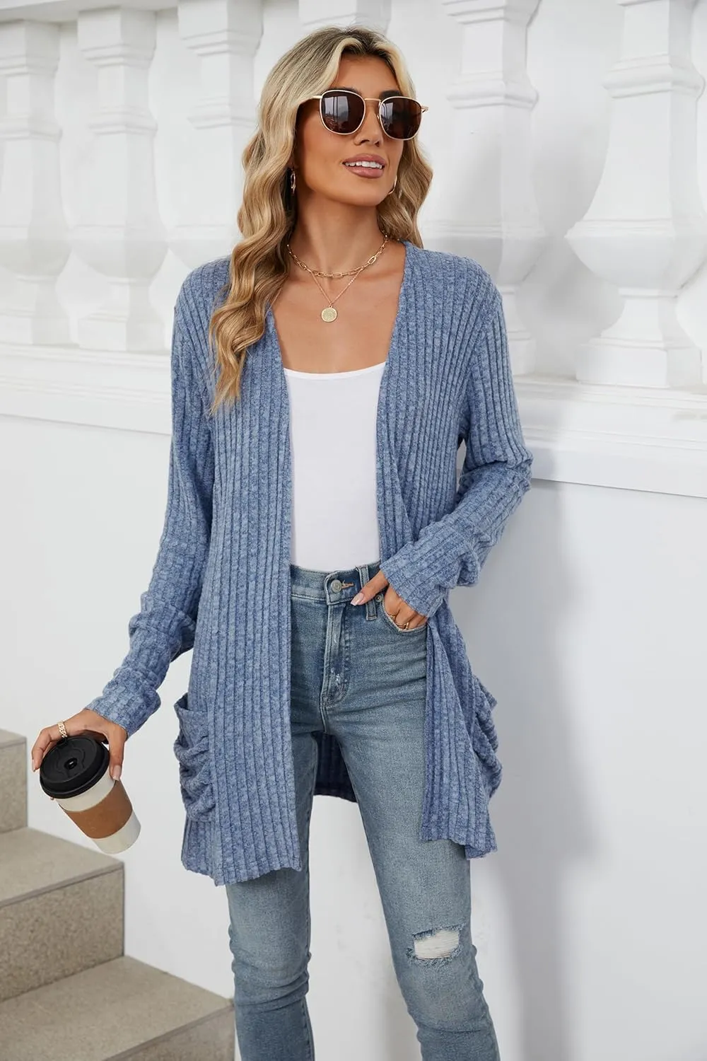 Lightweight Cardigans for Women Fashion Casual Oversized Long Sleeve Cardigan Sweater Loose Dressy Fall Holiday Tops
