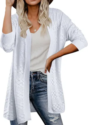 Lightweight Cardigans for Women Open Front Crochet Sweater Kimono Thin Drape Sun Protection Coverups Travel