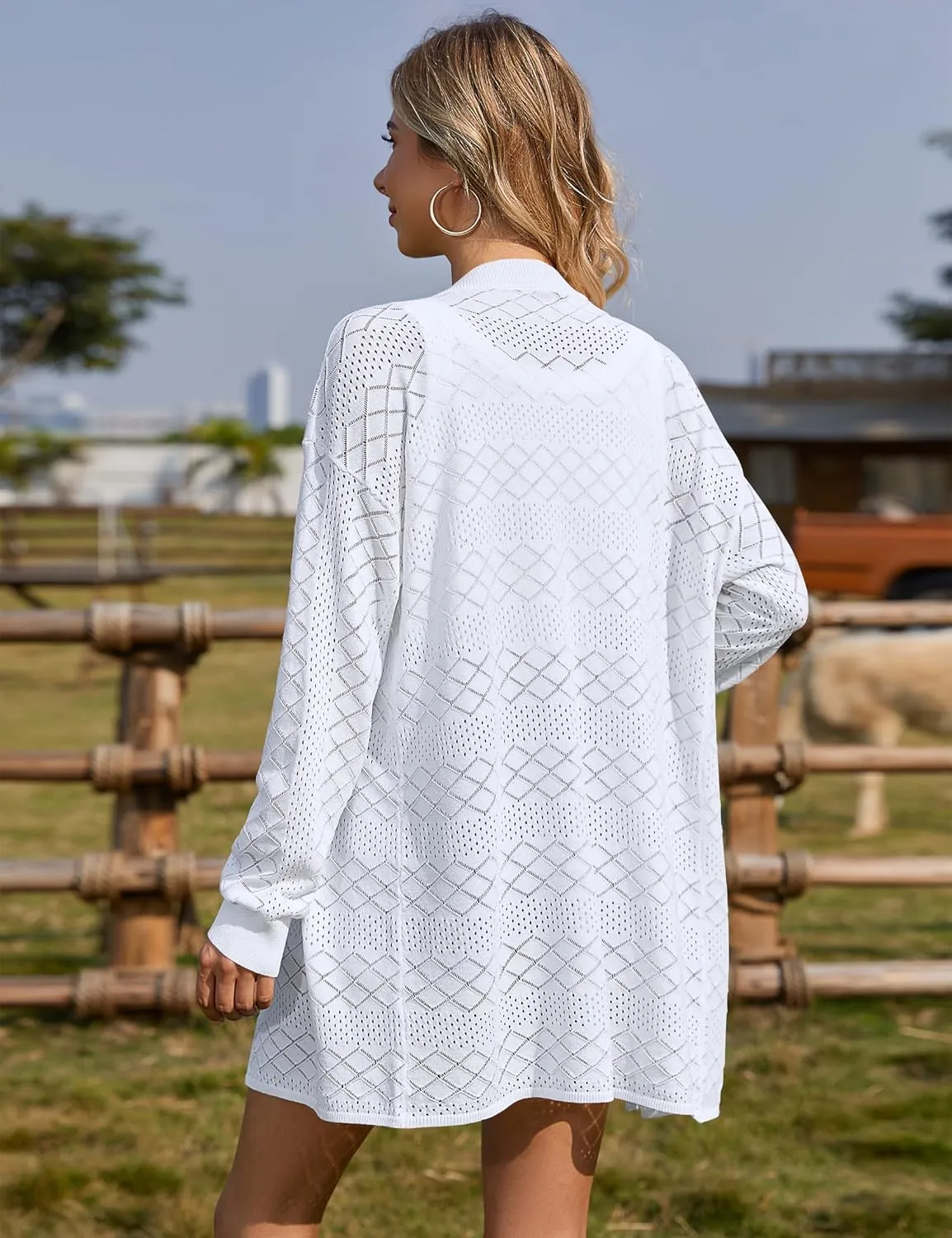Lightweight Cardigans for Women Open Front Crochet Sweater Kimono Thin Drape Sun Protection Coverups Travel