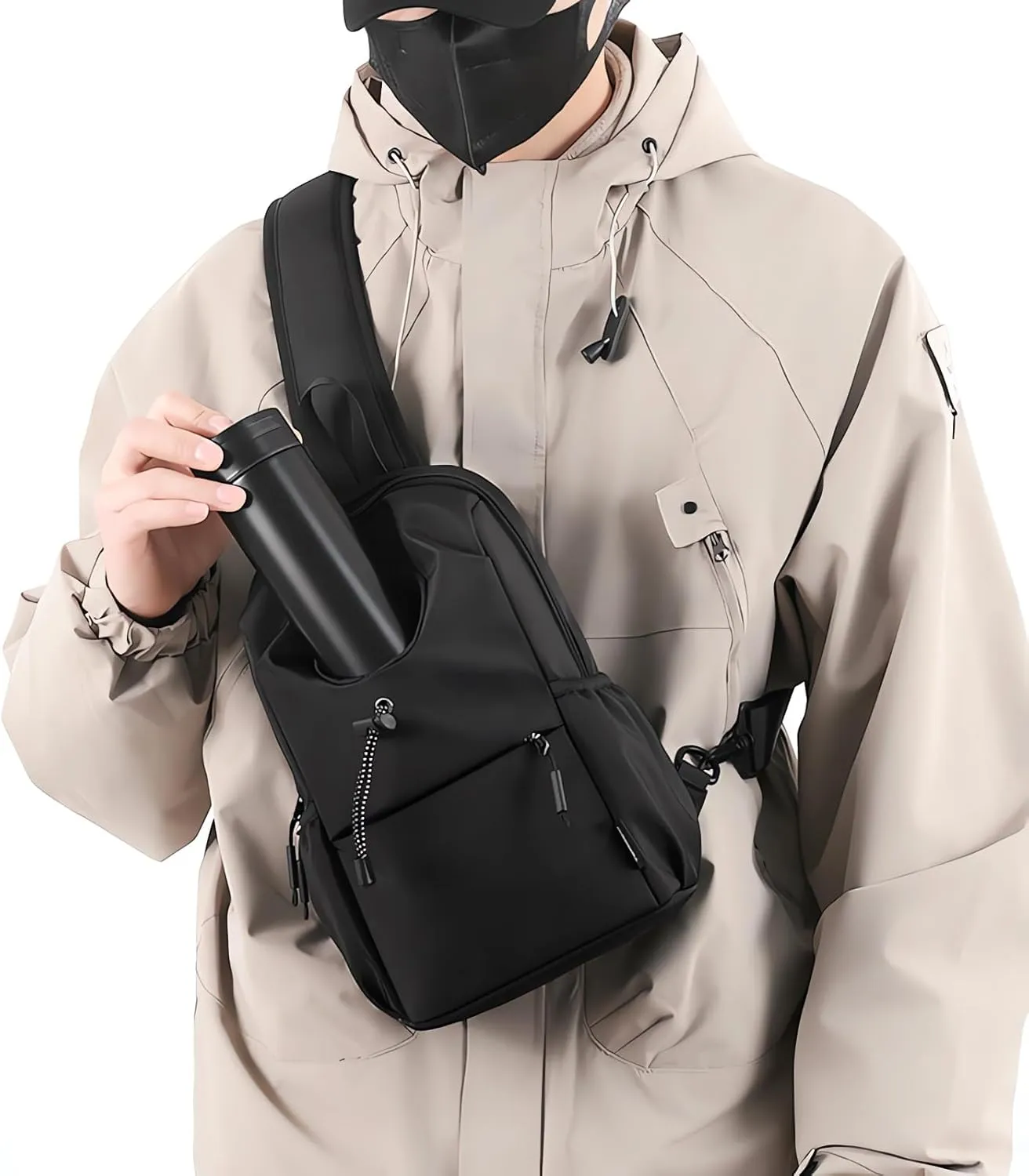 lightweight travel sling bag unisex short trip crossbody bags small hiking backpack chest bag with water bottle holder