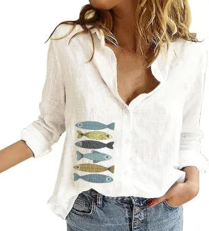 Linen Shirts for Women Summer Short Sleeve Relaxed Button Up Shirt Plus Size Summer Clothes Outfits 2024