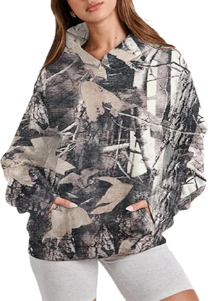 Livtany Women's Leopard Cheetah Print Hoodies Oversized Fit Fleece Pullover Top Fashion Long Sleeve Sweatshirt With Pocket