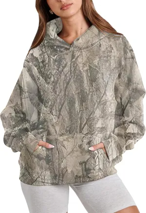 Livtany Women's Leopard Cheetah Print Hoodies Oversized Fit Fleece Pullover Top Fashion Long Sleeve Sweatshirt With Pocket