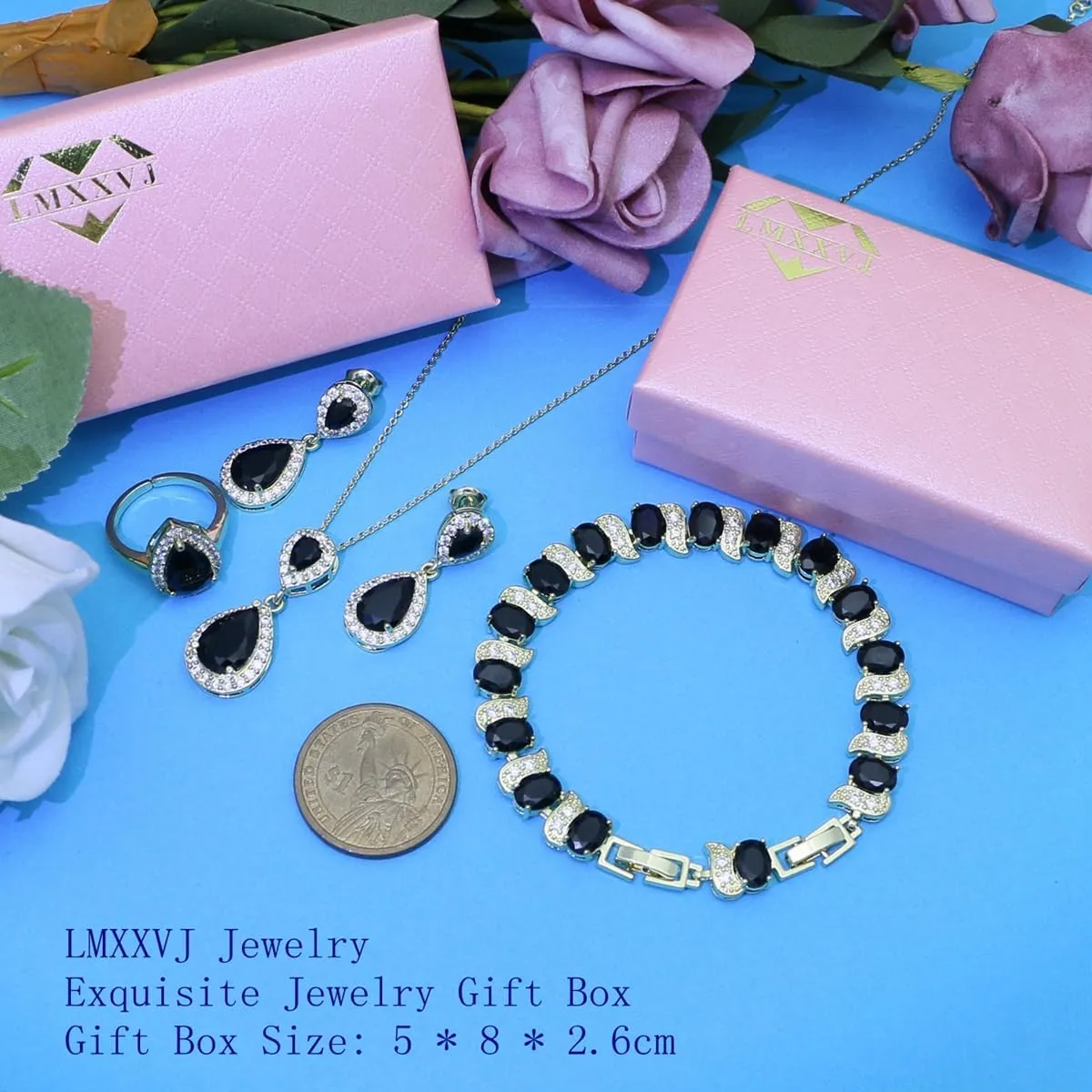 LMXXVJ Teardrop Jewelry Set for WomenNecklace Earrings Adjustable Ring Bracelet Set Fashion Formal Platinum/Gold/Rose Gold Jewelry Gift Girl/Mom/Wife/Grandmother/Best Friend/Aunt
