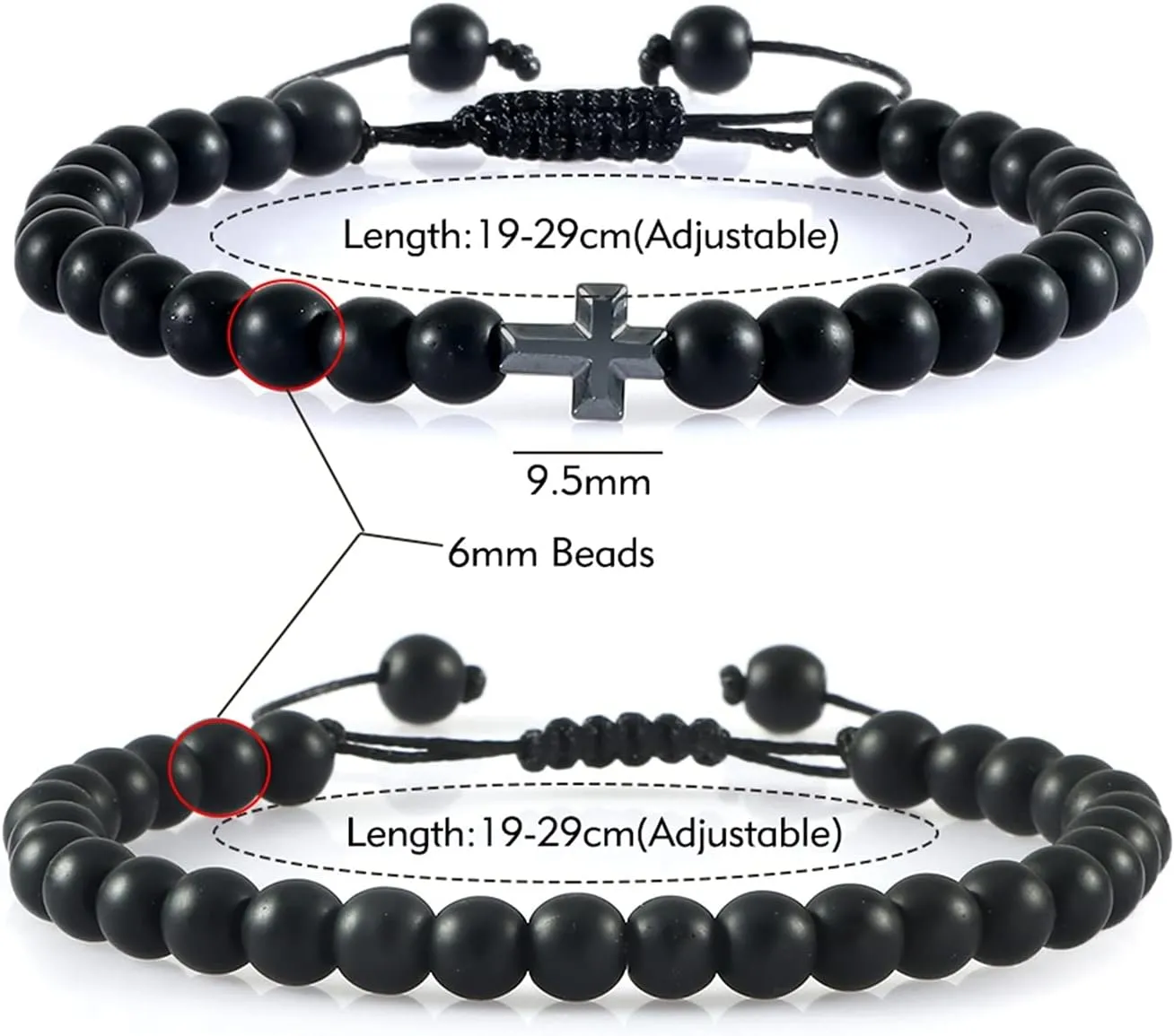 Long Men's Natural Lava Rock Stone Bracelets Charm Tiger Eye Hematite Cross Beads Handmade Women Prayer Balance Bracelet Bangle Good-Looking (Metal Color : Tiger Eye Stone)